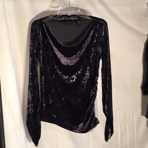 Context Navy crushed velvet stretch top rushing M